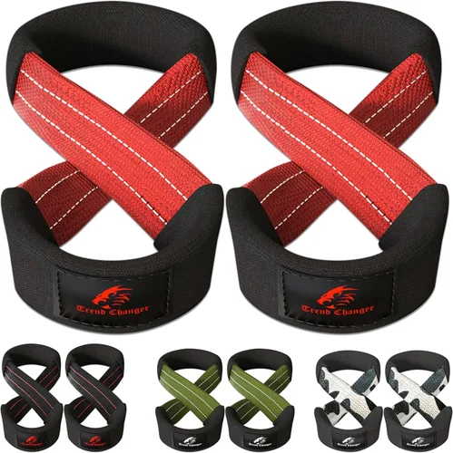 Vista 11 de Figura 8 Correa de elevación acolchada correas de levantamiento de peso muerto resistentes Correas de levantamiento de pesas Strongman Axle Bar
