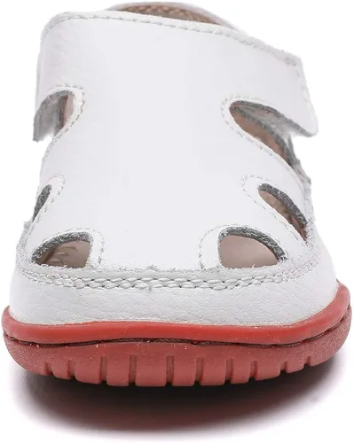 Vista 3 de DADAWEN - Sandalias de pescador con correa de cuero para niña y niño (bebé, niño pequeño, niño grande)