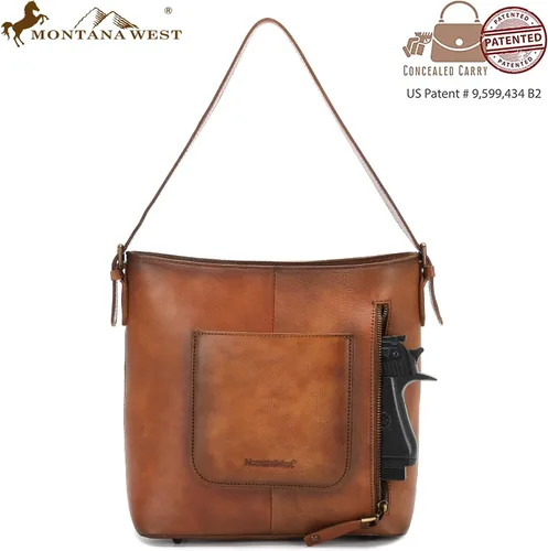 Vista 4 de Montana West Genuine Leather Purses for Women Hobo Bags with Tooling Handle & Tassels
