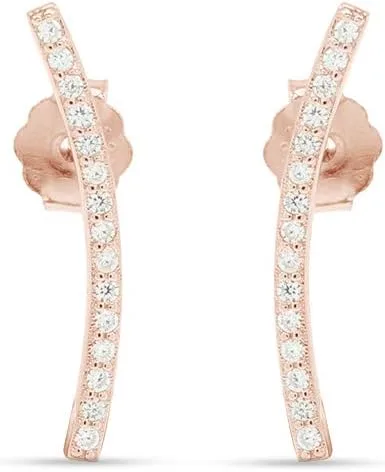 Vista 2 de Aretes de plata de ley con plumas delicadas, Starburst, relámpago, clavo, barra curvada, disco, piña con push-backs, Circonia cúbica