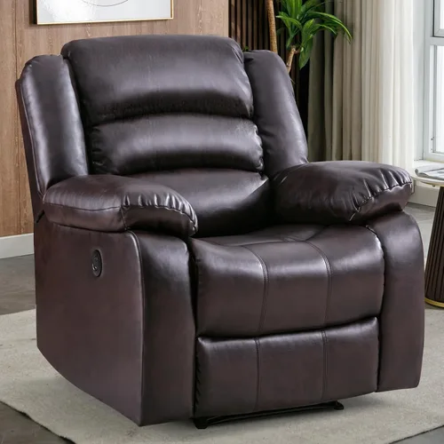 Vista 19 de EBELLO Silla reclinable eléctrica clásica, de piel sintética, de gran tamaño, con cojín suave y respaldo, sofá con cómodo sillón para sala de estar