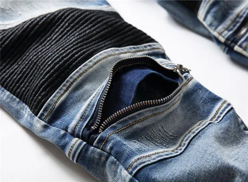 Vista 4 de AITITIA Jeans de corte recto lavado con cremallera para hombre