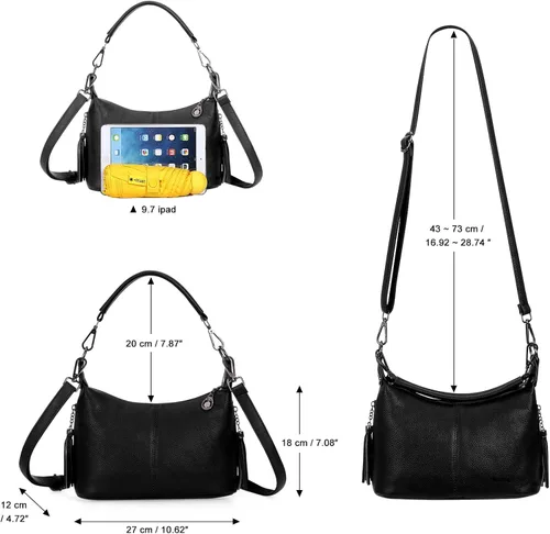 Vista 5 de SMITH SURSEE Bolsos cruzados de cuero para mujer, bolso de hombro pequeño Hobo para mujer, bolsos cruzados con borla