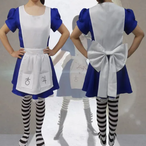 Vista 2 de JYJXCOS Disfraz de Halloween Alice Madness Returns y delantal de sirvienta