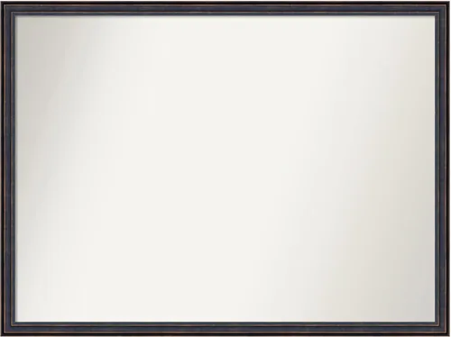 Vista 81 de Amanti Art Espejo de baño de bronce para sobre el fregadero, 25 x 26 pulgadas, espejo rectangular de bronce oscuro, marco de madera tradicional