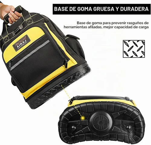 Vista 2 de AIRAJ Mochila de herramientas resistente, mochila de herramientas de 17 pulgadas con base dura moldeada impermeable, bolsa de herramientas duradera