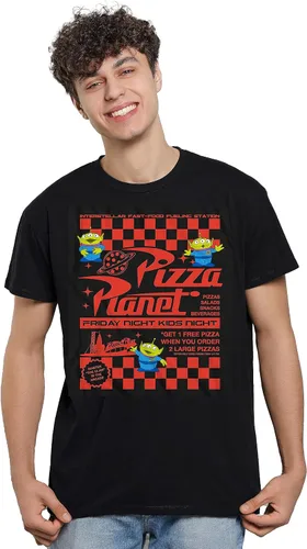 Vista 2 de Disney Pixar Toy Story Pizza Planet Take Out Flyer Disneyland World Tee Funny Humor Camiseta gráfica para hombre