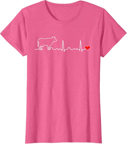 Vista 65 de Camiseta de paciente con corazón I Love My Cow Valve EKG Heartbeat Heart Pacient, Negro, S