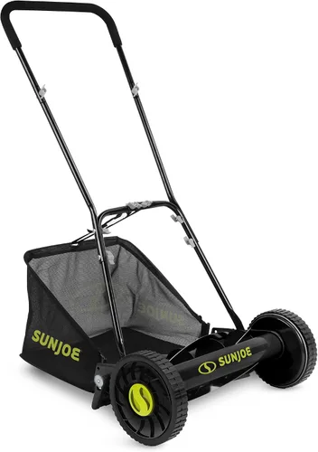 Vista 11 de Sun Joe Cortacésped manual con carrete de empuje con 9 posiciones ajustables, ancho de corte de 14 pulgadas, máquina de corte de patio resistente