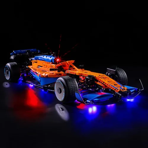 Vista 2 de YEABRICKS Kit de luces LED para Lego – Technic McLaren Formula 1 modelo de bloques de construcción de autos de carreras, juego de luces LED