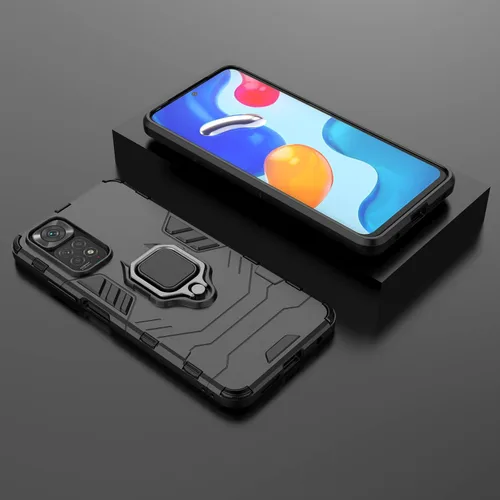 Vista 4 de Funda para Xiaomi Redmi Note 11/Note 11S (no 5G) con protector de pantalla de vidrio templado híbrido resistente Armadura protectora con soporte