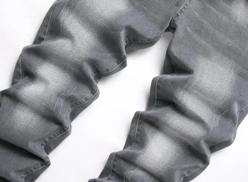 Vista 3 de Jeans elásticos ajustados para hombre, jeans ajustados rasgados para hombre, pierna recta, cómodos, cintura flexible, pantalones de mezclilla tipo