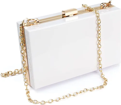 Vista 22 de WJCD - Bolso de mano de acrílico transparente para mujer, bolso de hombro con correa de cadena de dorada desmontable Premium Acrylic, Stadium