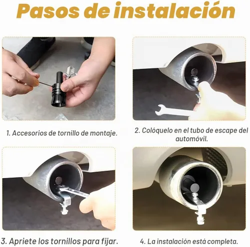 Vista 4 de 2 piezas de simulador de silbato de sonido turbo, resonador de válvula de soplado de aleación de aluminio para escape de auto, silbato de cola