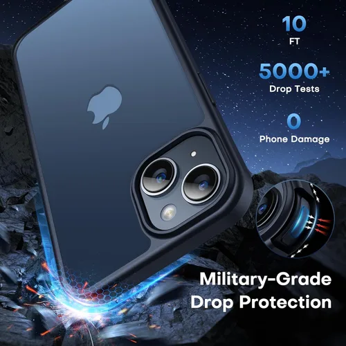 Vista 4 de L K LϟK for iPhone 13 Case, [3 in 1] 1X Translucent Matte Case with 2X Screen Protector, [Military-Grade Drop Tested] Shockproof Anti-Fingerprint