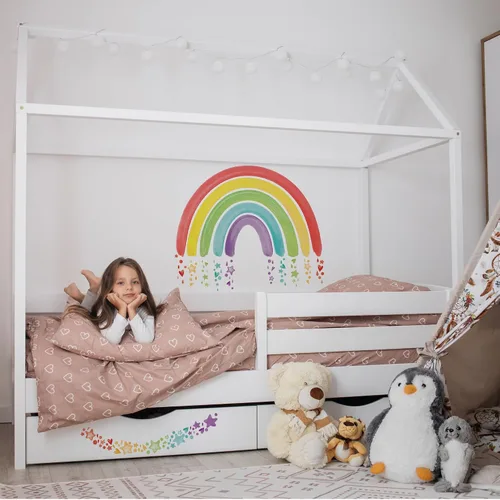 Vista 5 de PapaKit Calcomanías de vinilo grandes con diseño de arco iris para pared, para guardería, bebé, niño, adolescente, dormitorio, sala de estar