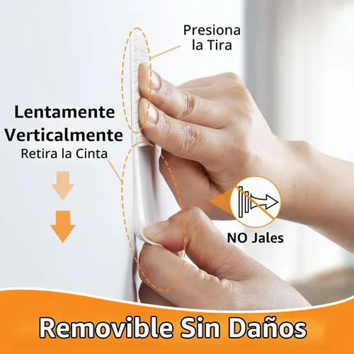 Vista 5 de SummerBrite - Tiras resistentes para póster y marco, 32 pares, XL, color blanco Extra strong wall adhesive, clean peel removal, ideal for large