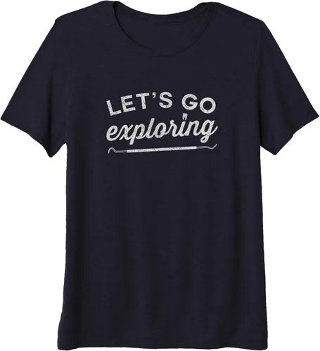 Vista 3 de Lets go exploring funny dental dentist higienist assistant Premium Camiseta, Negro, S