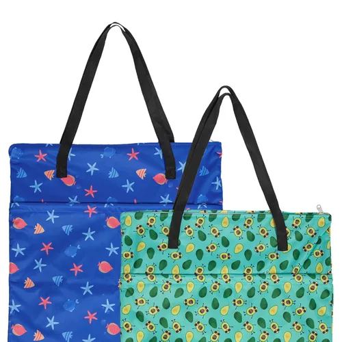 Vista 2 de ALVA ALVABABY - Paquete de 2 pañales grandes de tela impermeable para colgar en seco y húmedo, con bolsillos dobles con cremallera, 25 x 18 pulgadas