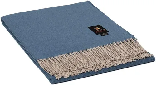 Vista 5 de Lima Mystery - Manta de mezcla de lana de alpaca, tejida a mano, suave, cálida, diseño de color sólido, 63 x 52 pulgadas (rojo brillante/beige)