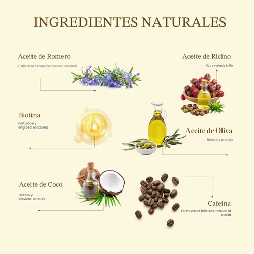 Vista 4 de Aceite para el crecimiento del cabello con romero y biotina: suero natural para el crecimiento del cabello para mujeres y hombres - Tratamiento anti