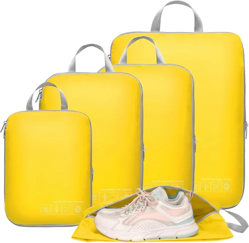 Vista 33 de Cambond - Cubos de compresión para viajes de mujer - Bolsas de viaje expandibles, organizadores de equipaje, esenciales de viaje, cubos de 01 Sandía
