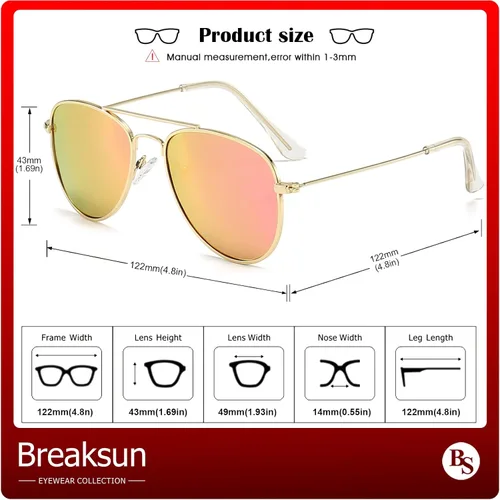 Vista 7 de Kids Polarized Aviator Sunglasses for Girls Boys Age 3-10, Teens Juniors Classic Aviator Sunglasses 50MM
