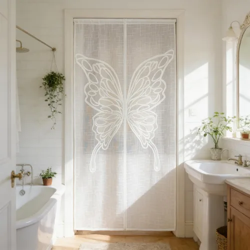 Vista 2 de Cortina blackout con diseño de ondas a rayas con ojales para ventana y puerta, cortinas térmicas para puertas, 1 panel