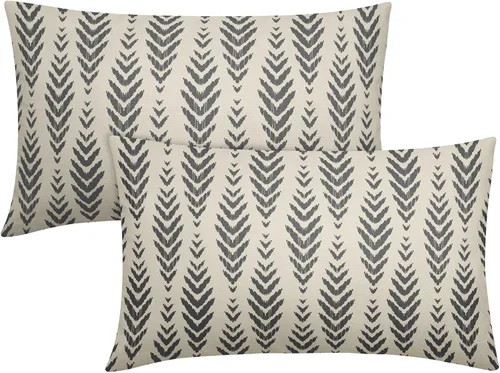 Vista 32 de Sweetshow - Juego de 2 fundas de almohada boho de 16x16 pulgadas, fundas de almohada étnicas bohemias negras con estampado geométrico de espiga