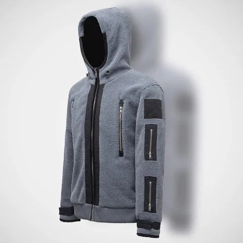 Vista 2 de saounisi Sudadera de invierno con capucha y cremallera para hombre, abrigo grueso y pesado