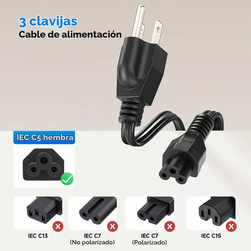 Vista 2 de Cable Matters Paquete de 2 cables de alimentación 16 AWG 13A de 3 clavijas