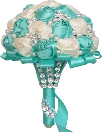 Vista 21 de XINNI Ramo de boda negro para novia, dama de honor, satén con diamantes de imitación y perlas para boda, fiesta de quinceañera, negro y marfil