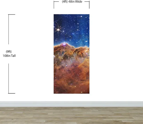 Vista 2 de Foto de la nebulosa Carina de los acantilados cósmicos (imagen de NIRCam) NASA. mural de pared espacial Galaxy Nebula Papel tapiz para despegar