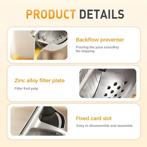 Vista 4 de Prensa manual de aleación de aluminio para exprimir jugo de frutas cítricas, extractor de jugo de frutas frescas, exprimidor de limón, naranja