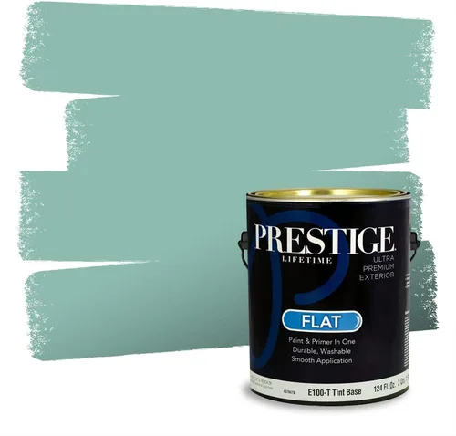 Vista 155 de Prestige Paints - Pintura exterior e imprimación en uno, 1 galón, plano, compatibilidad comparable con el color menta «Whipped Mint» de Behr