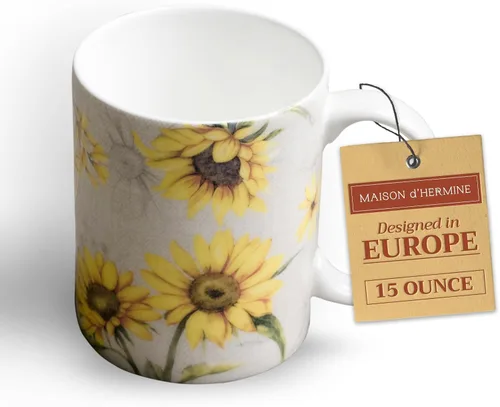 Vista 178 de Maison d' Hermine Taza de café con asas, tazas de porcelana fina de hueso, paquete de una taza de té para bebidas calientes, capuchino, latte