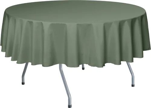 Vista 22 de Ultimate Textile Mantel redondo de lino de poliéster de 60 pulgadas, se adapta a mesas de menos de 60 pulgadas de diámetro, naranja neón