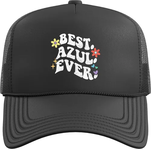 Vista 2 de Retro Groovy Best Azul Ever First Name Mother's Day Girl Trucker Hat with Adjustable Mesh Back