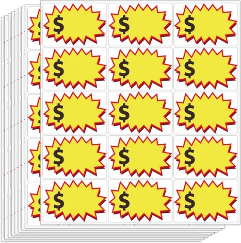 Vista 8 de 300 calcomanías de venta de garaje, (2 x 3 pulgadas), adhesivos extraíbles para patio, etiquetas de precio de venta con espacio para escribir Multi