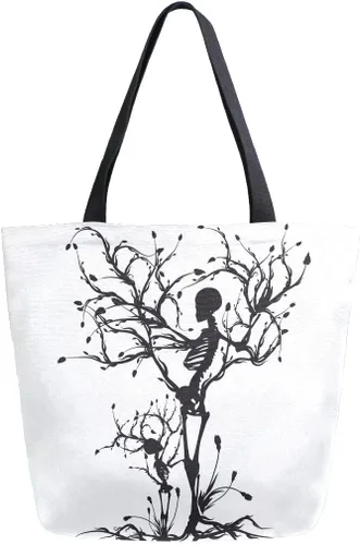 Vista 21 de Naanle Bolsa de lona para mujer, bolso de hombro casual con hoja de palma, reutilizable, multiusos, resistente, para compras, comestibles, algodón