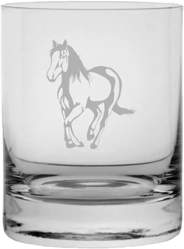 Vista 63 de Abaco Barb - Vaso de whisky con temática de caballo grabado (10.25 onzas)