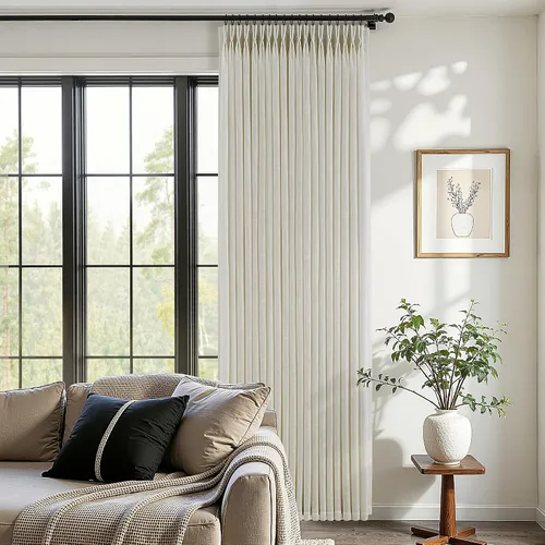 Vista 59 de Cortinas de lino plisadas Blanco crema