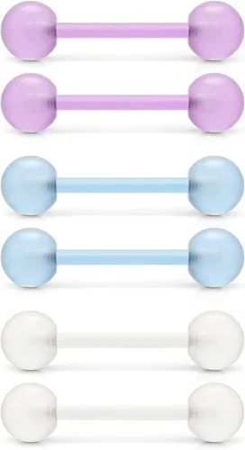Vista 10 de Ftovosyo - Retenedor recto de aro para lengua o pezón calibre 14 G de 5/8 de pulgada (16 mm) que brilla en la oscuridad, de acrílico flexible; joyas