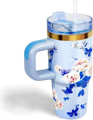 Vista 13 de Vaso de 14 oz con asa y pajita, vaso de 14 oz para niños con tapa y pajita, vasos de acero inoxidable para niños, para deportes al aire libre