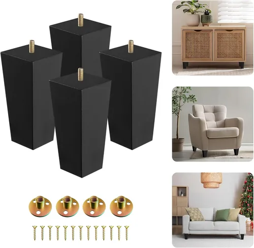 Vista 22 de Yes4All Juego de 4 Patas de Muebles de Madera Redondas de 4 Pulgadas - Pies de Repuesto de Madera para Sofá, Cama, Banco - Patas Cónicas Ajustables