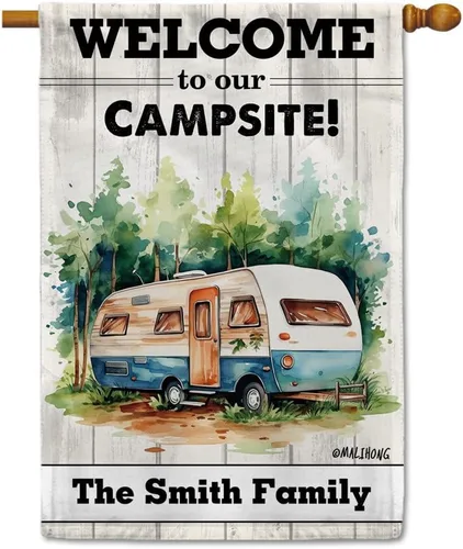 Vista 31 de Custom Welcome to Our Campsite Flag RV Camping Decor 12.5"x18" R26 Style 1