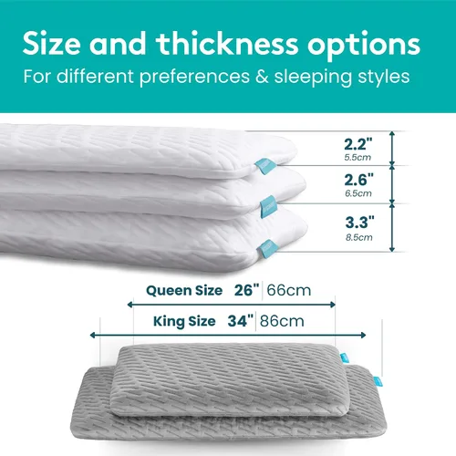 Vista 8 de BLISSBURY Almohada súper fina de 2.2 pulgadas para dormir, almohada plana de espuma viscoelástica premium fría al tacto para dormir boca abajo