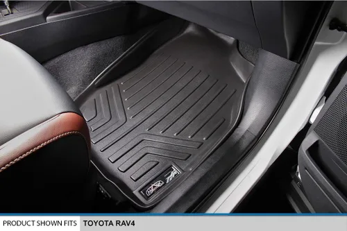 Vista 3 de SMARTLINER Juego de alfombrillas de piso personalizadas de primera fila para Toyota RAV4 2013-2018 Negro