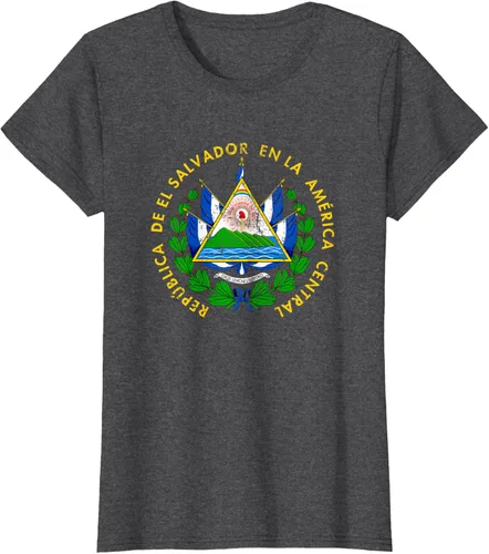 Vista 6 de Escudo de armas de El Salvador Salvadoran Distressed Design T-Shirt