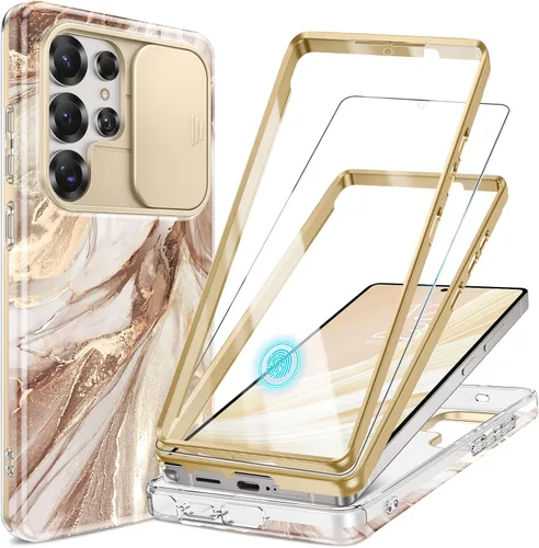Vista 8 de GVIEWIN para Samsung Galaxy S23 Ultra Funda con cubierta deslizante para cámara, [Protector de pantalla incorporado] [2 Marcos frontales] Funda